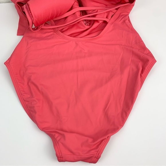 Bleu Rod Beattie Plunge Deep V Ruffle Halter Strappy One Piece Swimsuit 10 - Picture 11 of 12